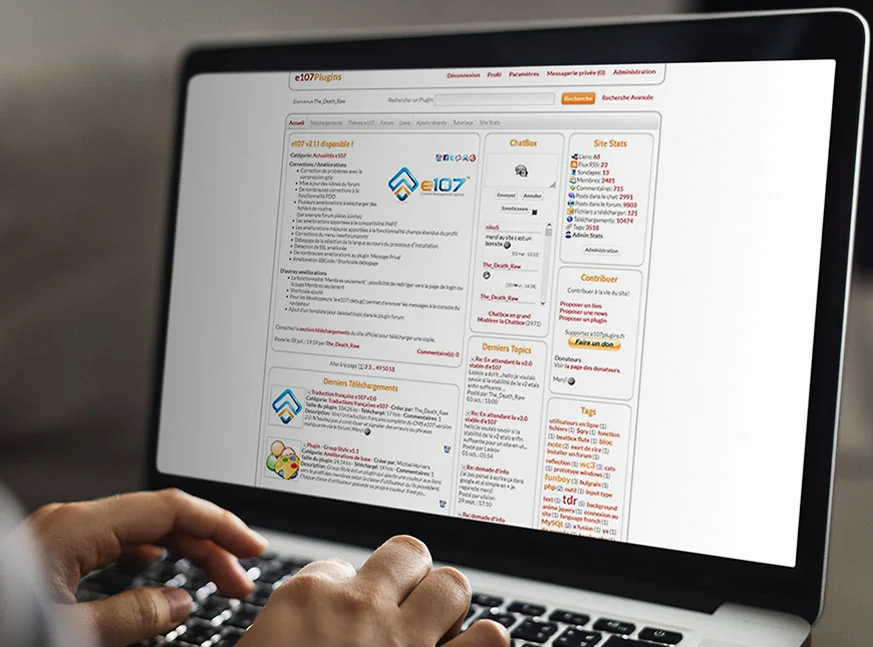 Site communautaire e107plugins - Création plateforme web collaborative