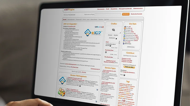 Plateforme communautaire e107plugins.fr — VulcainDesign