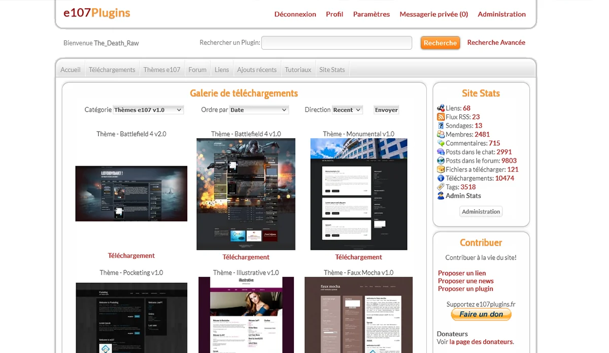 Plateforme communautaire e107plugins.fr