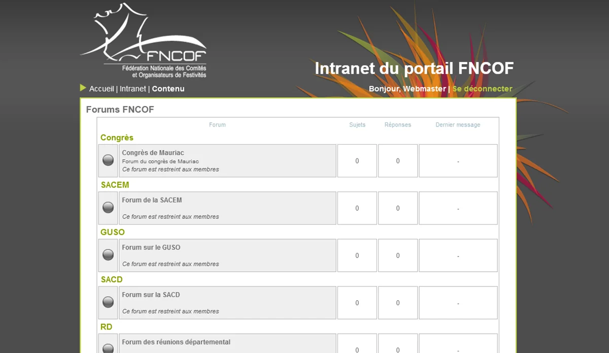 Développement site internet et l’intranet FNCOF