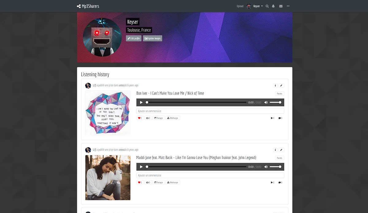 Mp3Sharers : Plateforme sociale de partage audio