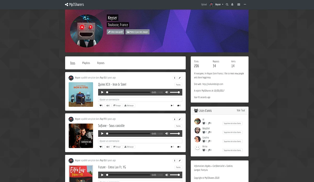 Mp3Sharers : Plateforme sociale de partage audio