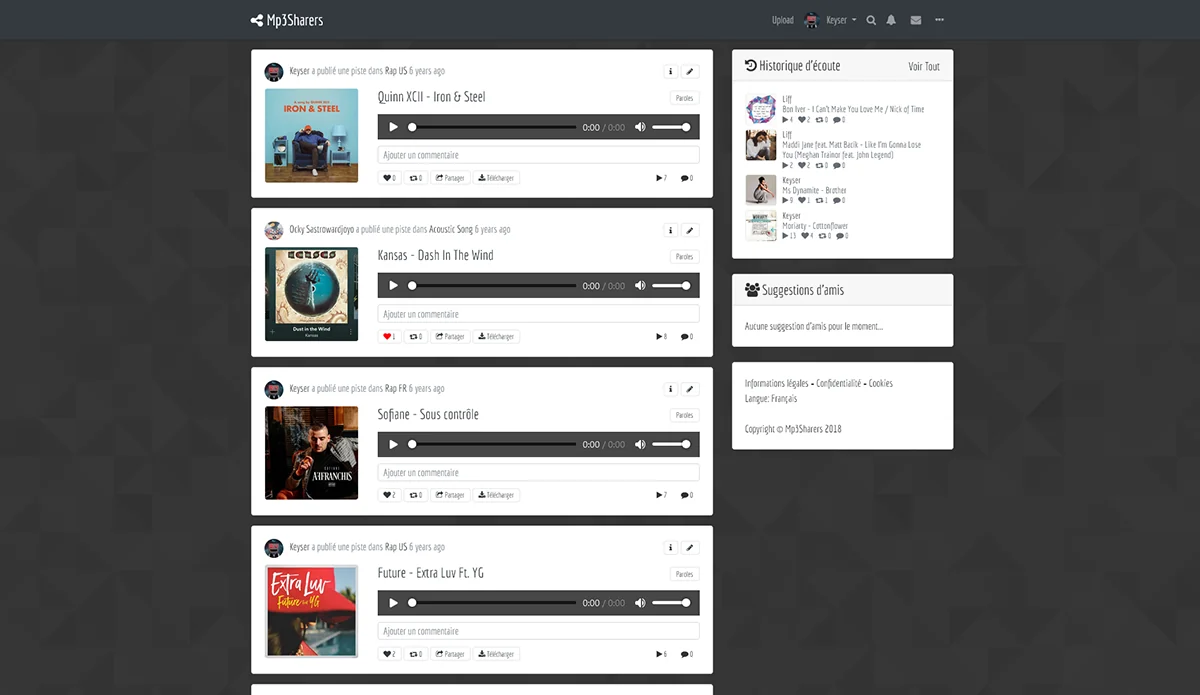 Mp3Sharers : Plateforme sociale de partage audio