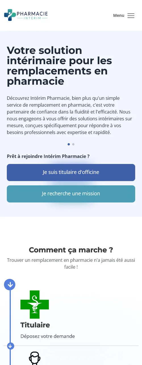 Temporary management platform specialized in pharmacy