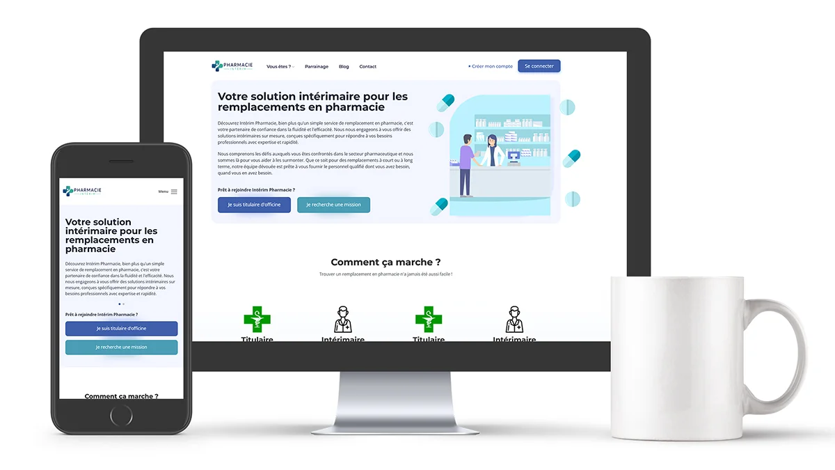 Aperçu du projet Plateforme de gestion d’intérim spécialisée en pharmacie — VulcainDesign