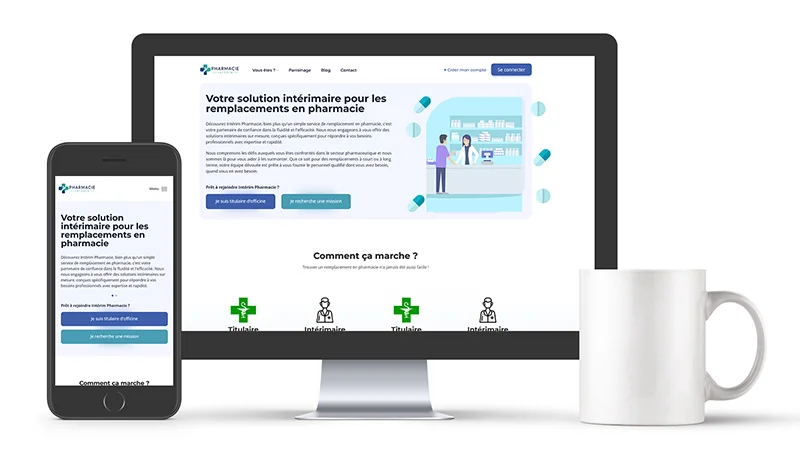 Plateforme de gestion d’intérim spécialisée en pharmacie — VulcainDesign