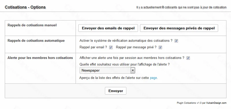 Plugin Cotisations v1.0 : Gestion des adhésions