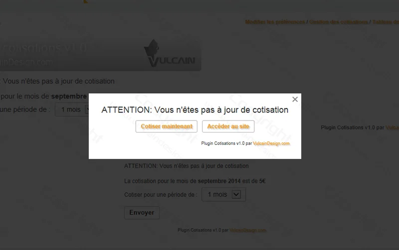 Plugin Cotisations v1.0 : Gestion des adhésions