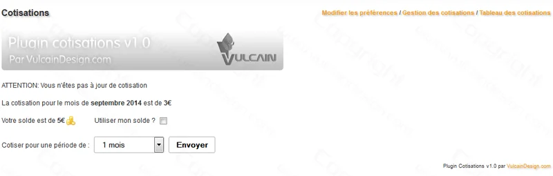 Plugin Cotisations v1.0 : Gestion des adhésions