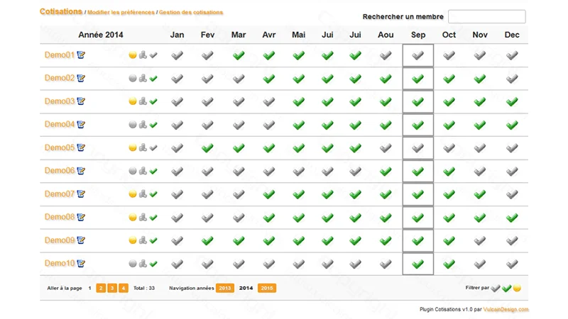 Plugin Cotisations v1.0 : Gestion des adhésions — VulcainDesign