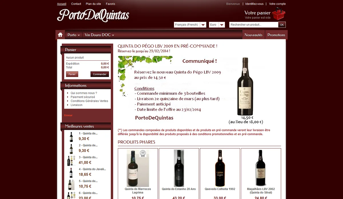 Création du portail et de la boutique en ligne PortoDeQuintas