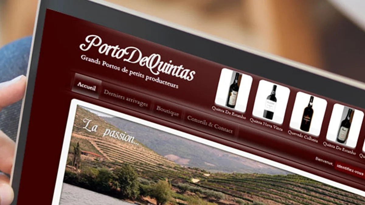 Aperçu du projet Création du portail et de la boutique en ligne PortoDeQuintas — VulcainDesign