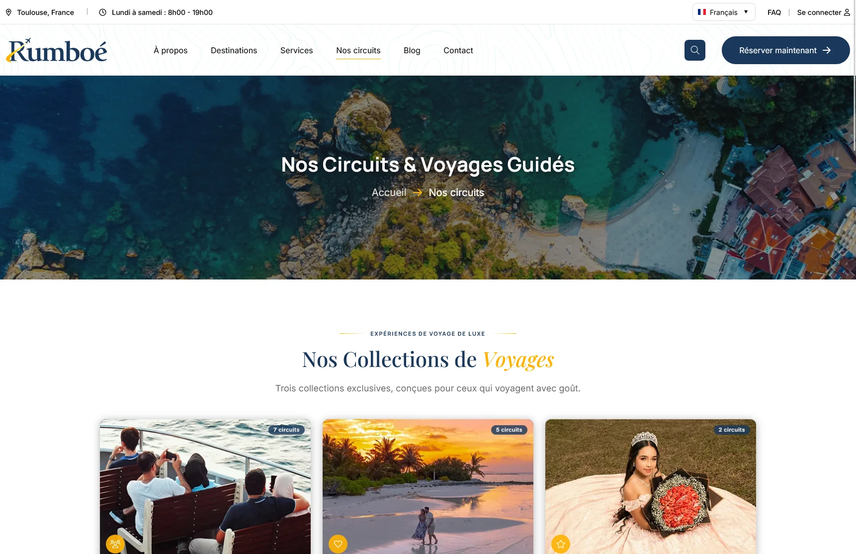 Rumboé : Identité visuelle, design & développement pour agence de voyages haut de gamme