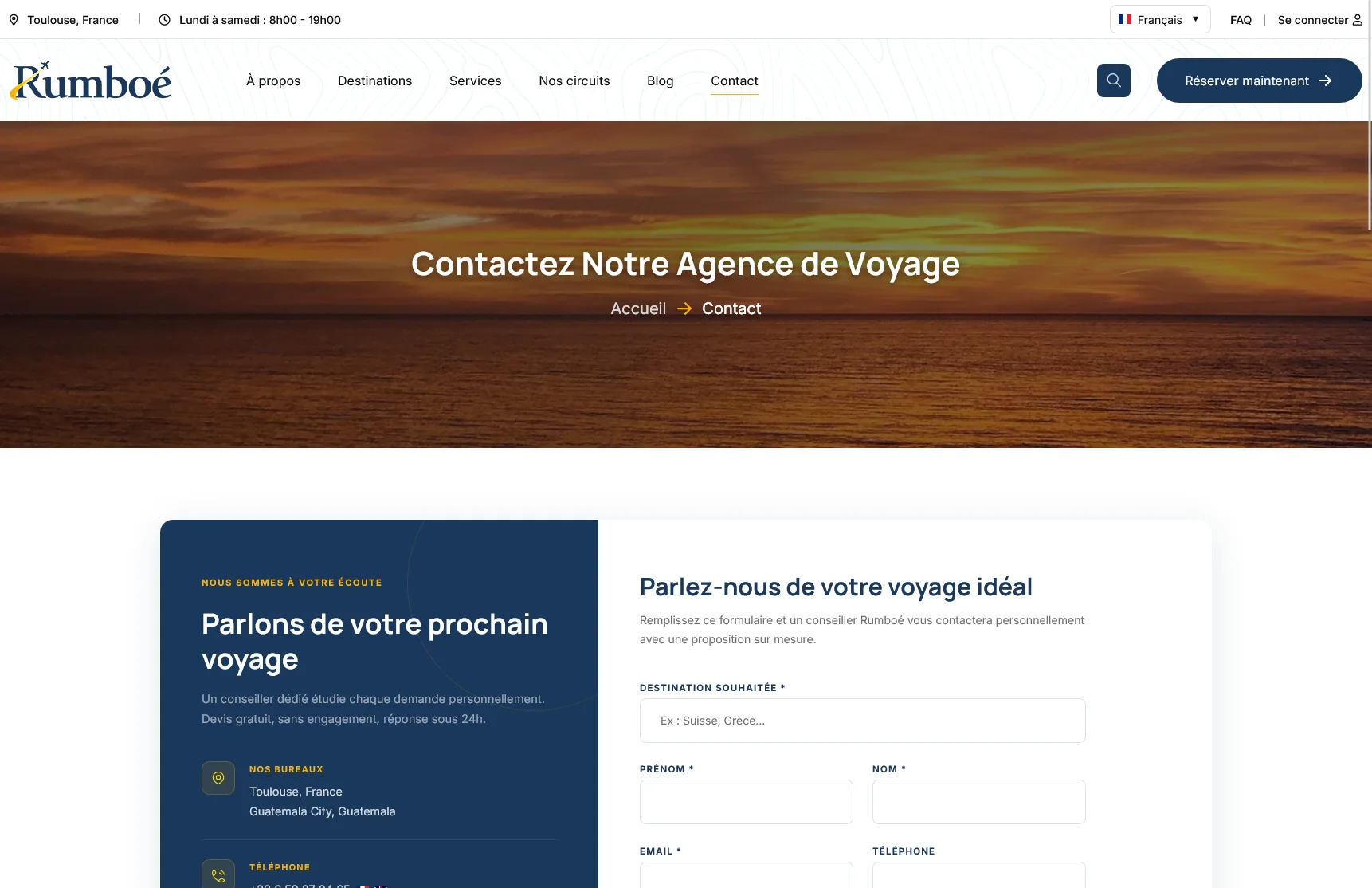 Rumboé : Identité visuelle, design & développement pour agence de voyages haut de gamme