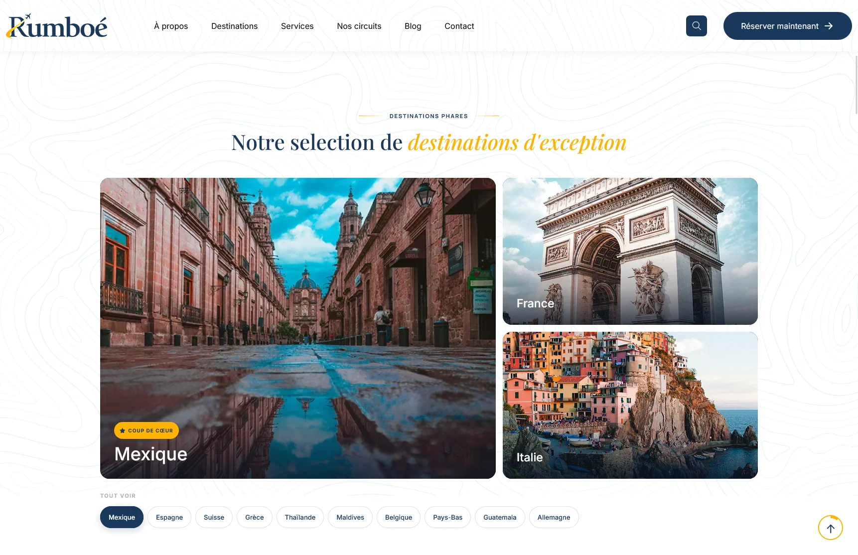 Rumboé : Identité visuelle, design & développement pour agence de voyages haut de gamme