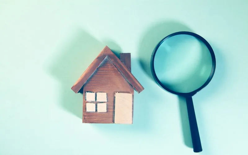 House and magnifying glass: surveying your property