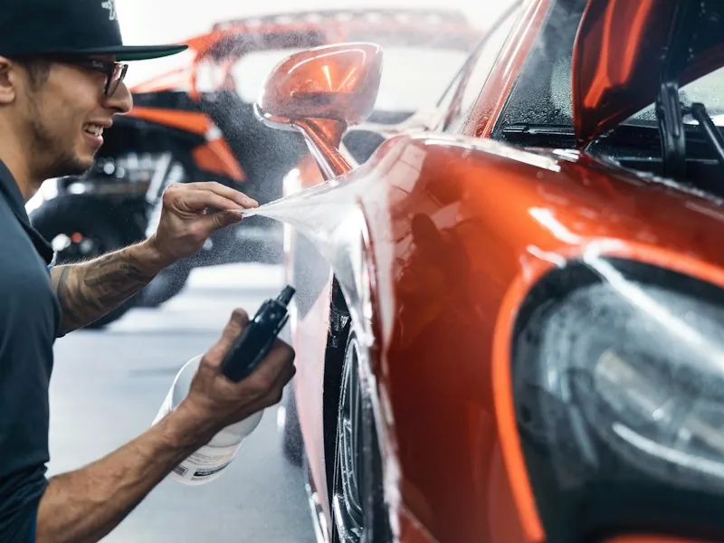 Carrossier qui retouche une portière