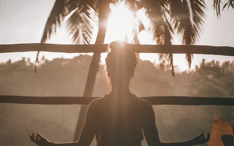 Breathing exercise in the morning light